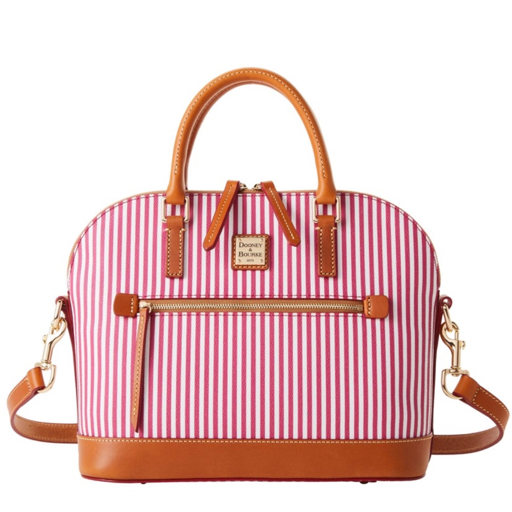 Authentic Dooney and Burke Striped Doomed Zip Satchel